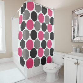 Pink und Gray Polika Dot Duschvorhang