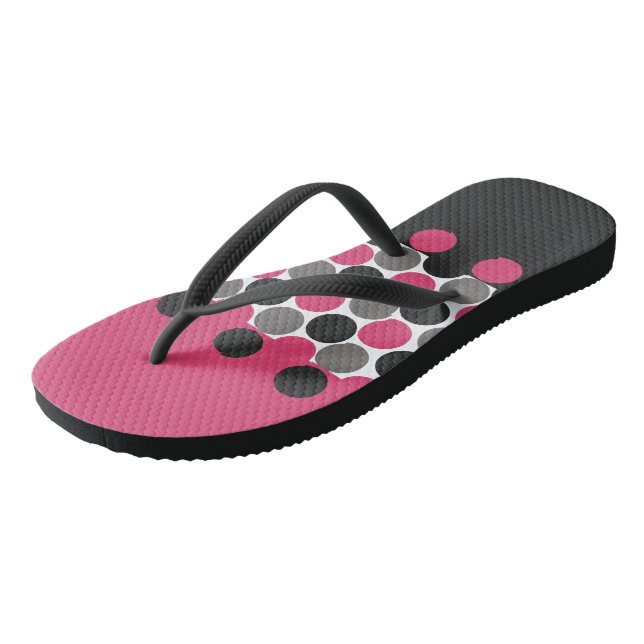 Pink und Gray Polika Dot Flip Flops (Schrägansicht)