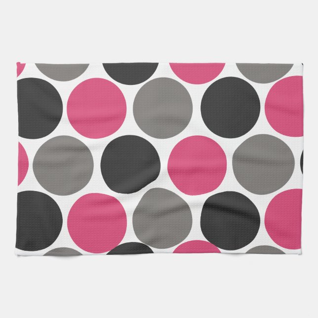 Pink und Gray Polika Dot Geschirrtuch (Horizontal)