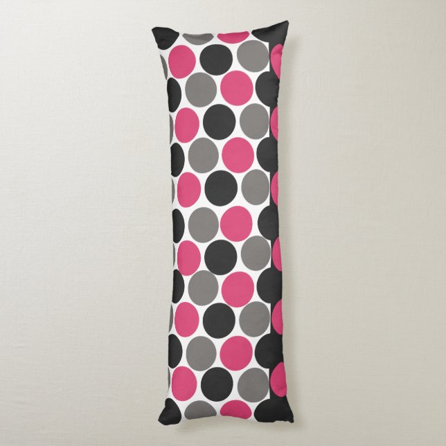 Pink und Gray Polika Dot Seitenschläferkissen (Rückseite (Vertikal))