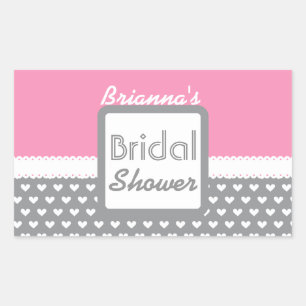 Pink und Gray Polka Dot Brautparty B01 Rechteckiger Aufkleber