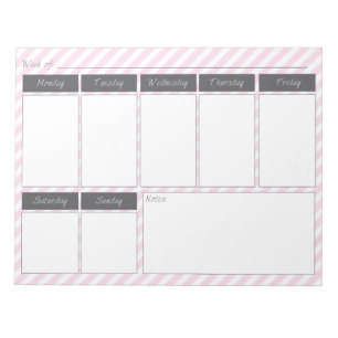 Pink und Gray Weekly Calendar Notepad Notizblock
