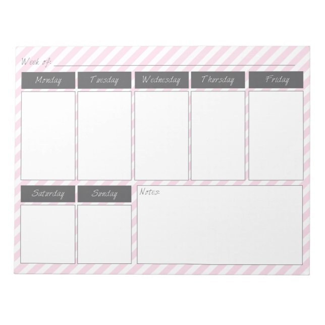 Pink und Gray Weekly Calendar Notepad Notizblock (Vorderseite)