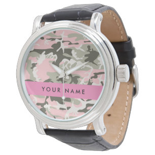 Pink und Green Camouflage Ihr Name Persönlich gest Armbanduhr