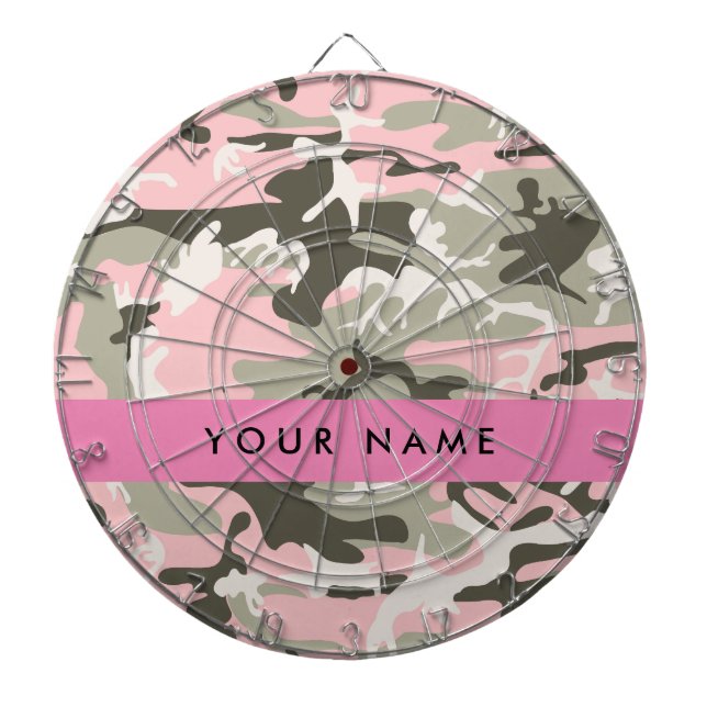 Pink und Green Camouflage Ihr Name Persönlich gest Dartscheibe (vorne)
