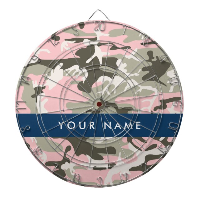 Pink und Green Camouflage Ihr Name Persönlich gest Dartscheibe (vorne)