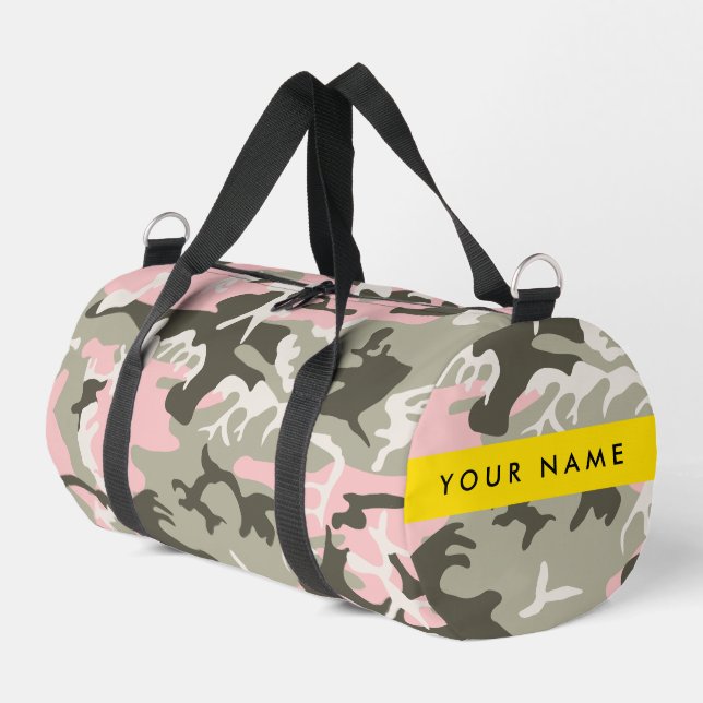 Pink und Green Camouflage Ihr Name Persönlich gest Duffle Bag (Linke Seite)