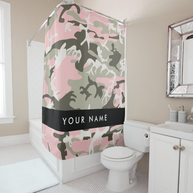 Pink und Green Camouflage Ihr Name Persönlich gest Duschvorhang (Beispiel)