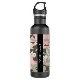 Pink und Green Camouflage Ihr Name Persönlich gest Edelstahlflasche