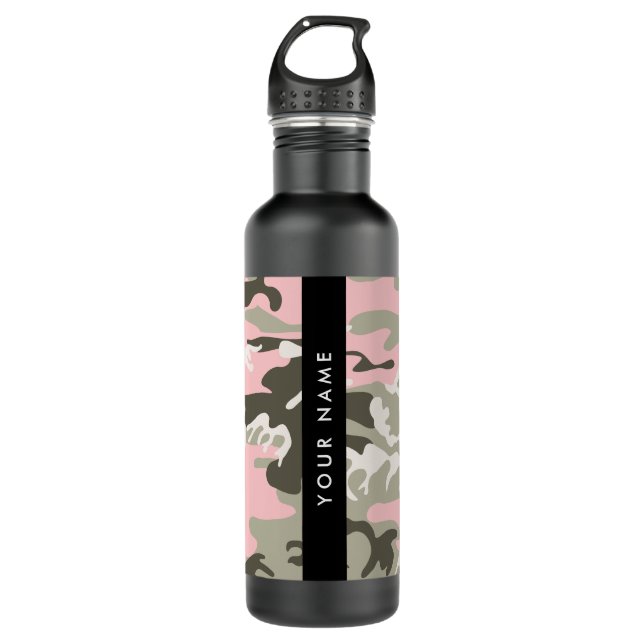 Pink und Green Camouflage Ihr Name Persönlich gest Edelstahlflasche (Vorderseite)