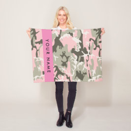 Pink und Green Camouflage Ihr Name Persönlich gest Fleecedecke