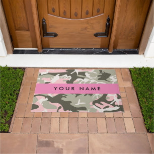 Pink und Green Camouflage Ihr Name Persönlich gest Fußmatte