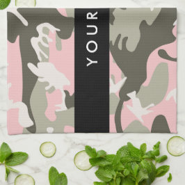 Pink und Green Camouflage Ihr Name Persönlich gest Geschirrtuch