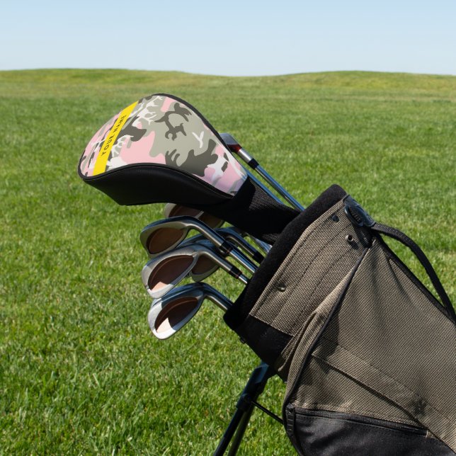 Pink und Green Camouflage Ihr Name Persönlich gest Golf Headcover (In SItu)