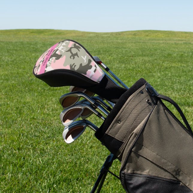 Pink und Green Camouflage Ihr Name Persönlich gest Golf Headcover (In SItu)