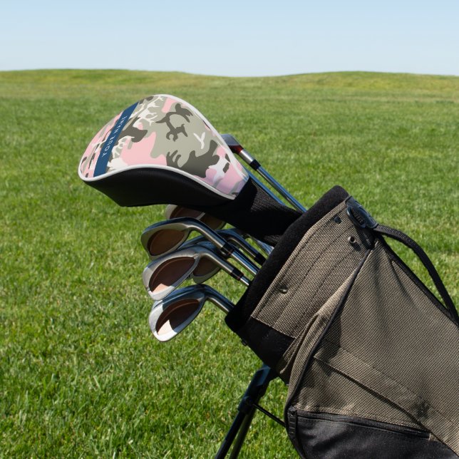 Pink und Green Camouflage Ihr Name Persönlich gest Golf Headcover (In SItu)