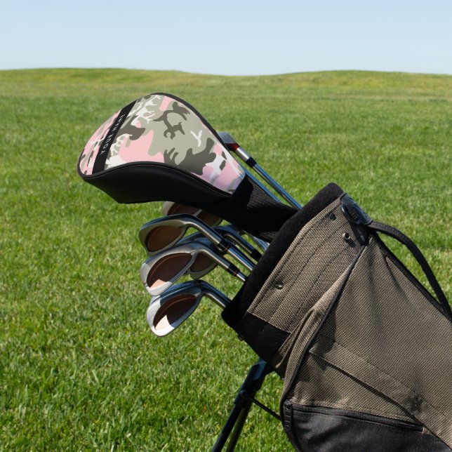 Pink und Green Camouflage Ihr Name Persönlich gest Golf Headcover (In SItu)