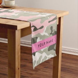 Pink und Green Camouflage Ihr Name Persönlich gest Kurzer Tischläufer