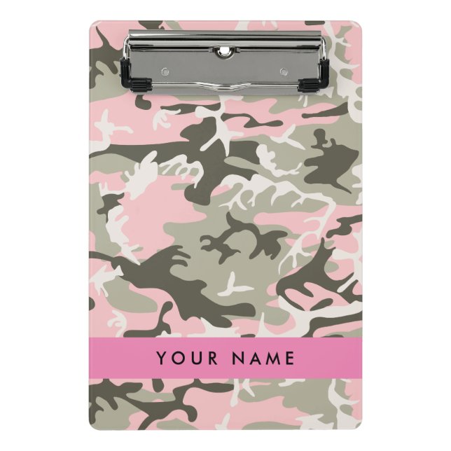 Pink und Green Camouflage Ihr Name Persönlich gest Mini Klemmbrett (Vorderseite)