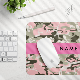 Pink und Green Camouflage Ihr Name Persönlich gest Mousepad
