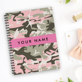 Pink und Green Camouflage Ihr Name Persönlich gest Notizblock