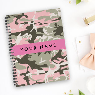 Pink und Green Camouflage Ihr Name Persönlich gest Notizblock