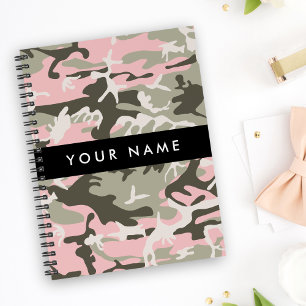 Pink und Green Camouflage Ihr Name Persönlich gest Notizbuch