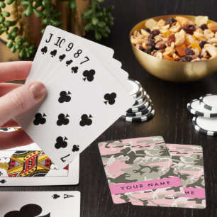 Pink und Green Camouflage Ihr Name Persönlich gest Spielkarten