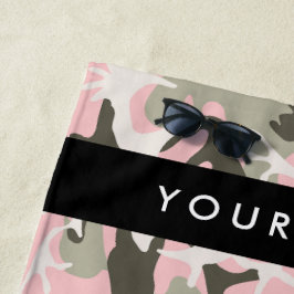 Pink und Green Camouflage Ihr Name Persönlich gest Strandtuch