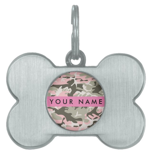 Pink und Green Camouflage Ihr Name Persönlich gest Tiermarke (Vorderseite)