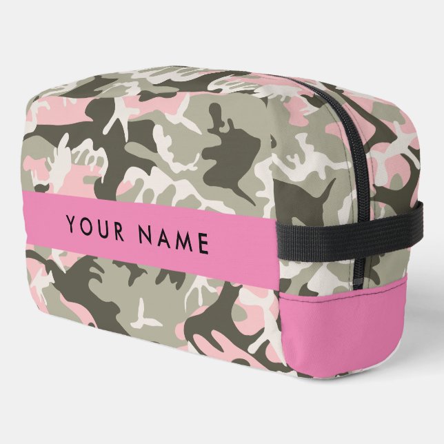 Pink und Green Camouflage Ihr Name Persönlich gest Waschbeutel (Linke Seite)