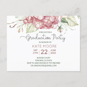 Pink und Green Floral Graduation Party Ankündigungspostkarte