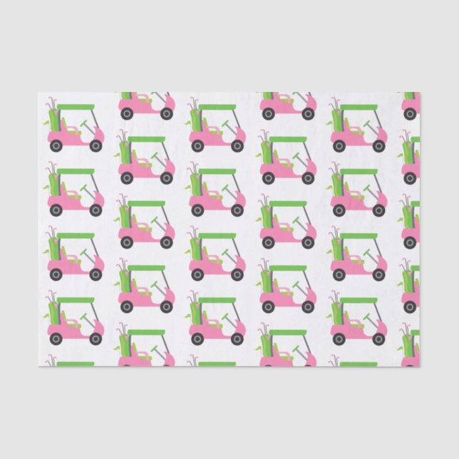 Pink und Green Golf Cart - Papiertafel Seidenpapier (Vorderseite)