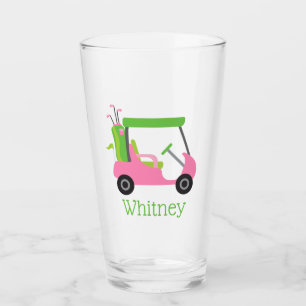Pink und Green Golf Cart Personalisiert Glass Tumb Glas