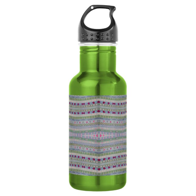 Pink und Green Hübsch Hearts Muster Trinkflasche (Vorderseite)