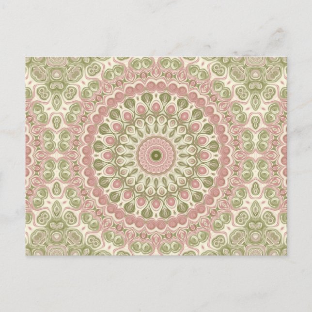 Pink und Green Mandala Muster Postkarte (Vorderseite)