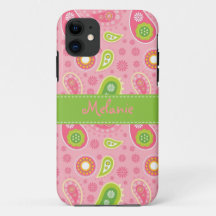 Pink und Green Paisley iPhone Monogram Custom