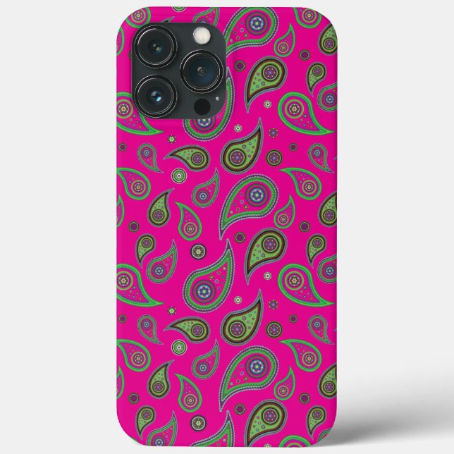 Pink und Green Paisley Muster Case-Mate iPhone Hülle (Rückseite)