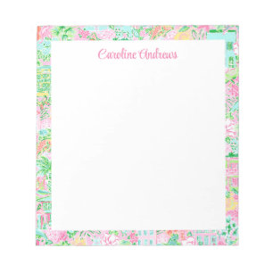 Pink und Green Palm Beach Personalisiert Notizblock