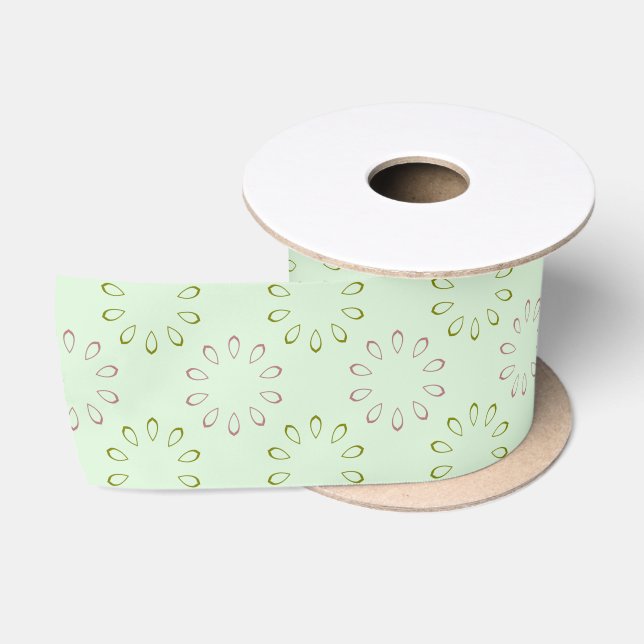Pink und Green Petal Muster Satinband (Spule)