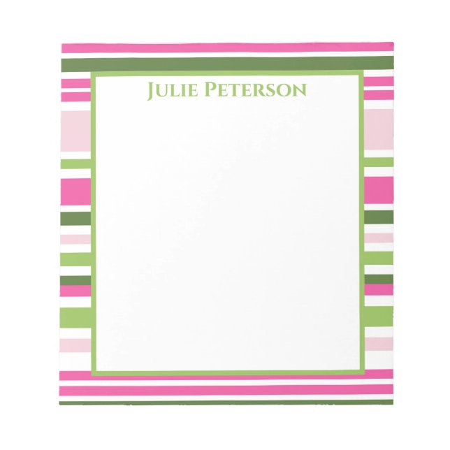 Pink und Green Strip Notepad Notizblock (Vorderseite)