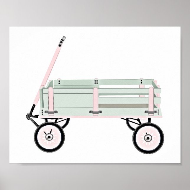 Pink und Green Toy Wagon Kinder Dekoration Plakat  (Vorne)