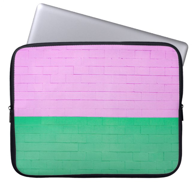 PINK UND GRÜNE GESTALTETE WAND LAPTOPSCHUTZHÜLLE (Vorderseite)