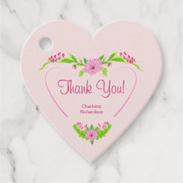 Pink und grüne Nostalgische Blumenbegütermarken Geschenkanhänger