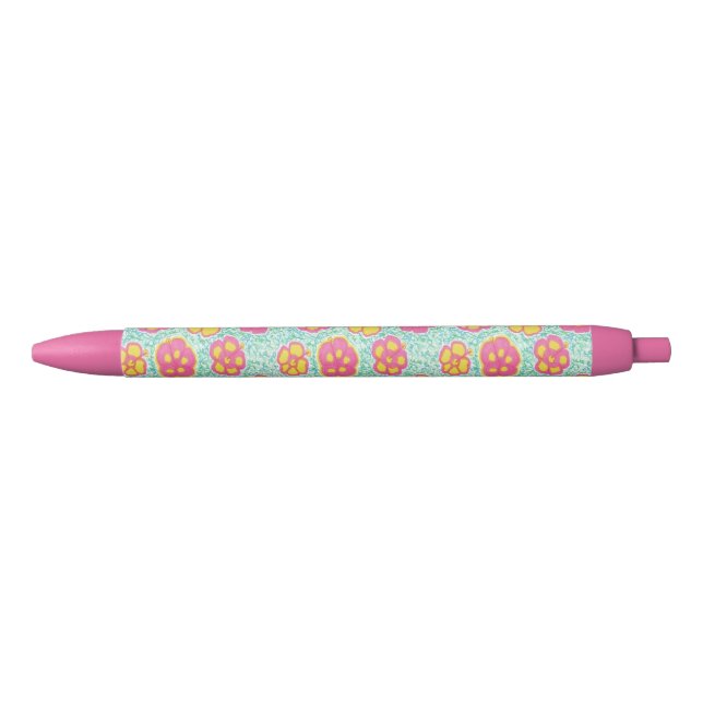 Pink und grüner Hibiskus Druckstift Kugelschreiber (Vorderseite)