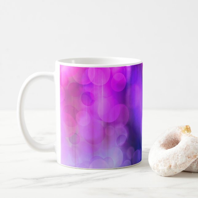 Pink und Lila Abstrakte Kreise Muster Kaffeemaschi Kaffeetasse (Mit Donut)
