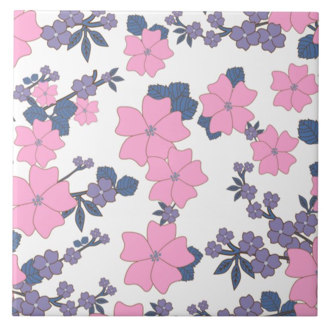 PINK UND LILA BLUME FLIESE (Vorderseite)