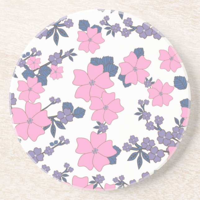 PINK UND LILA BLUME GETRÄNKEUNTERSETZER (Vorne)