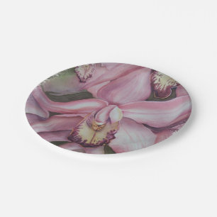 PINK UND LILA EXOTISCHES ORCHIDEPAPIERPLATZ PAPPTELLER