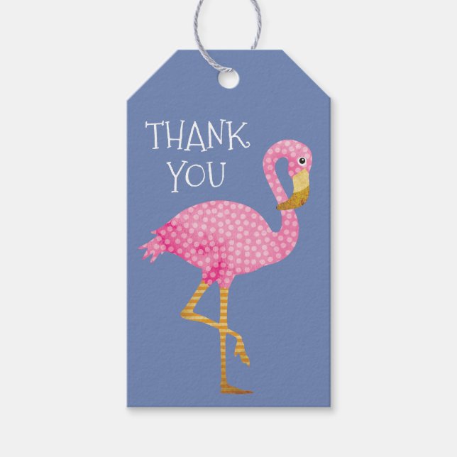 Pink und Lila Flamingo Vielen Dank Geschenkanhänger (Vorderseite)